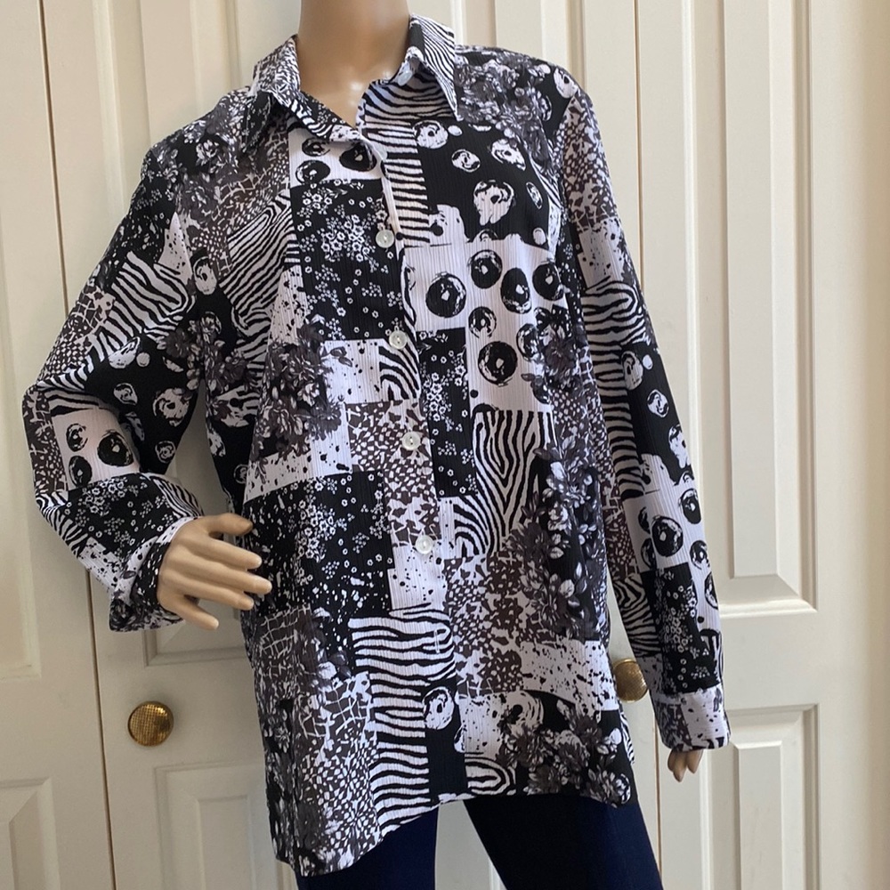 Blair Oversized Womens L Button Front Blouse